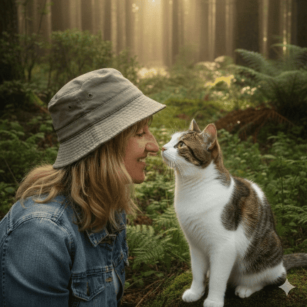 Annick Lefrancq avec son chat Shadow